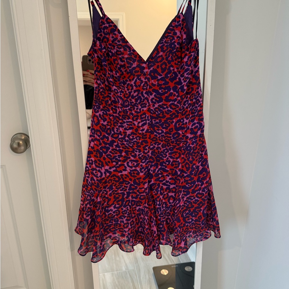 Signature8 Red & Purple Leopard Print Slip Dress
